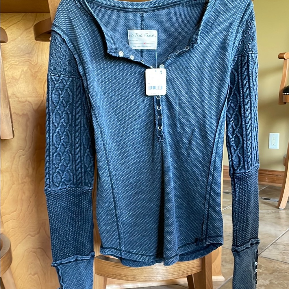 Free People Black Textured Women's Top